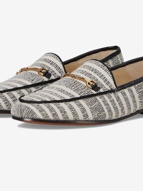 Sam Edelman Black & White Striped Horsebit Loafers